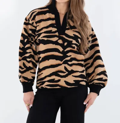 Emily Mccarthy Lolli Collar Sweater In Tiger In Multi