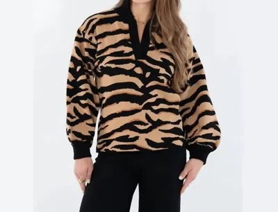 Emily Mccarthy Lolli V-neck Sweater In Tiger In Animal Print