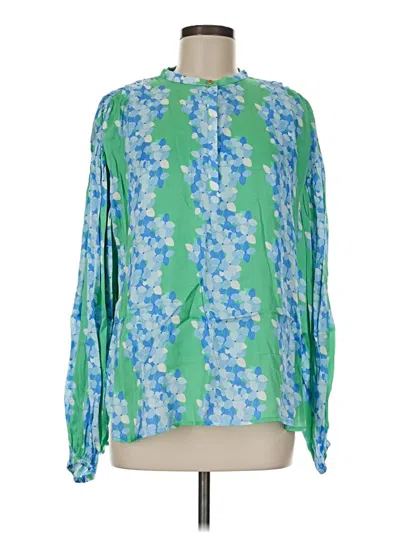 Pre-owned Emily Mccarthy Long Sleeve Blouse In Green