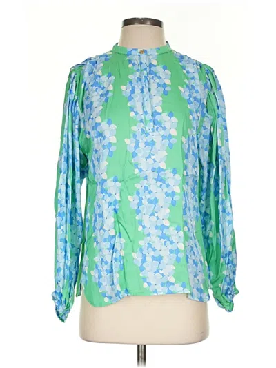 Pre-owned Emily Mccarthy Long Sleeve Blouse In Green