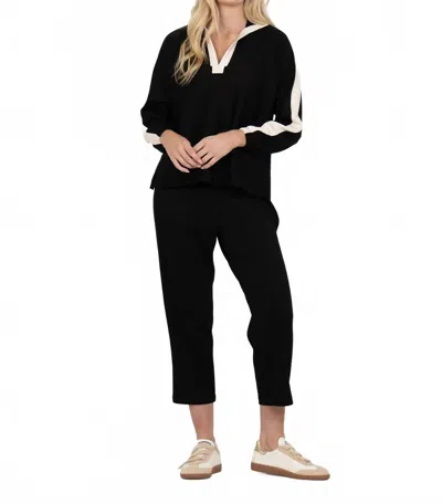 Emily Mccarthy Long Sleeve Poppy Tee In Midnight Vanilla In Black