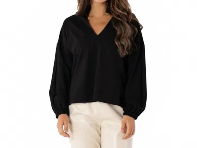 Emily Mccarthy Long Sleeve Poppy Top In Ponte In Black