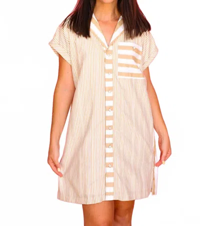 Emily Mccarthy Luna Dress Stripe In Sand In White