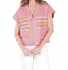 Emily Mccarthy Luna Top In Coral Pink Stripe In Pink