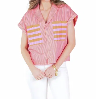 Emily Mccarthy Luna Top In Coral Pink Stripe