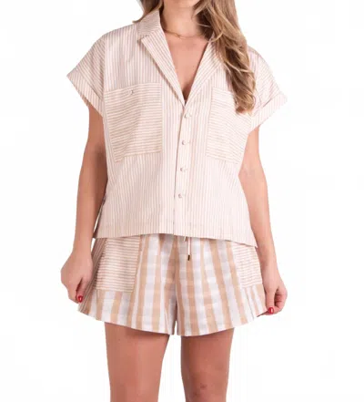 Emily Mccarthy Luna Top In Sand Stripe In Neutral