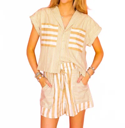 Emily Mccarthy Luna Top Stripe In Sand In Neutral
