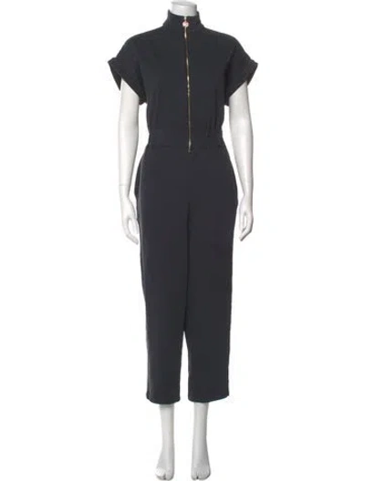 Pre-owned Emily Mccarthy Mock Neck Jumpsuit In Gray