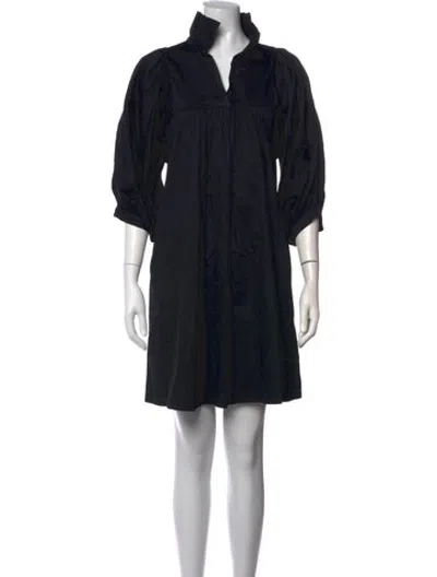Pre-owned Emily Mccarthy Mock Neck Mini Dress In Black