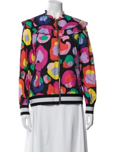 Pre-owned Emily Mccarthy Nylon Graphic Print Bomber Jacket In Multicolor