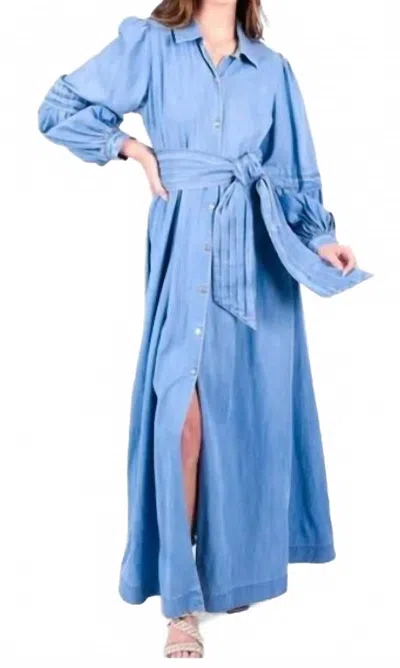 Emily Mccarthy Oxford Maxi Dress In Denim In Blue