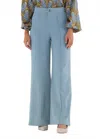 Emily Mccarthy Paisley High-waisted Wide Leg Pant In Denim In Blue