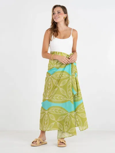 Emily Mccarthy Pareo Tie Waist Sarong In Olive Hour In Multi