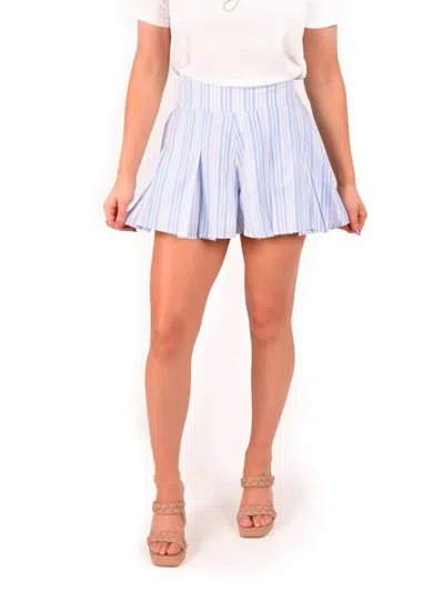 Emily Mccarthy Party Short In Santorini Stripe In Blue