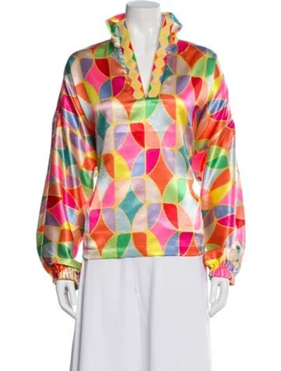 Pre-owned Emily Mccarthy Patterned Long Sleeve Top W/ Tags In Multi