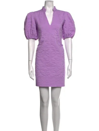 Pre-owned Emily Mccarthy Patterned Mini Dress In Purple