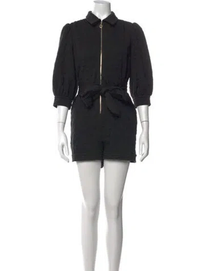 Pre-owned Emily Mccarthy Patterned Romper W/ Tags In Black