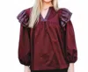 Emily Mccarthy Penelope Top In Burgundy In Animal Print