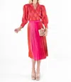 Emily Mccarthy Pleated Midi Skirt In Golden Hour In Multi