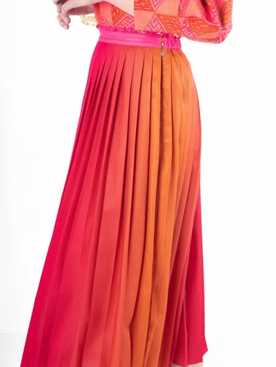 Emily Mccarthy Pleated Midi Skirt In Golden Hour In Multi