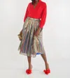 Emily Mccarthy Pleated Midi Skirt In Tinsel In Multi