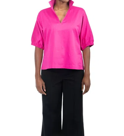 Emily Mccarthy Poplin Poppy Top In Fuchsia Fedora