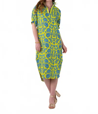 Emily Mccarthy Poppy Caftan - Joy Bouquet In Turquoise
