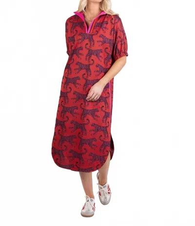 Emily Mccarthy Poppy Caftan Dress In Jaguar Sport In Red