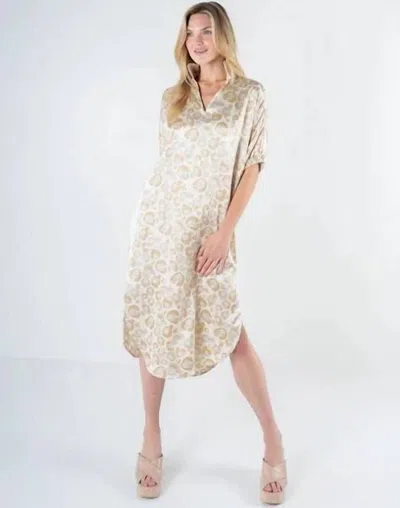 Emily Mccarthy Poppy Caftan Dress In Neutral Freckle Spot Cheetah In Gray