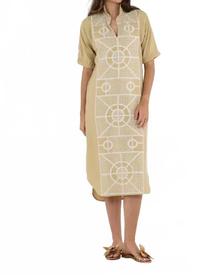 Emily Mccarthy Poppy Caftan Dress In Trellis In Neutral