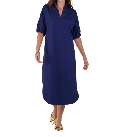 Emily Mccarthy Poppy Caftan In Navy Ponte In Blue