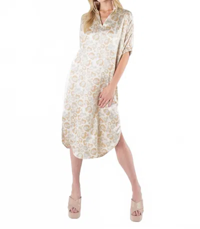 Emily Mccarthy Poppy Caftan In Neutral Freckle Spot Cheetah In Gold