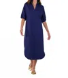 Emily Mccarthy Poppy Caftan Midi Dress In Navy Ponte In Multi