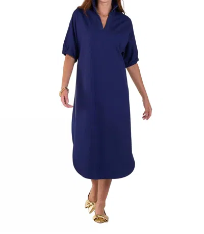 Emily Mccarthy Poppy Caftan Midi Dress In Navy Ponte In Multi