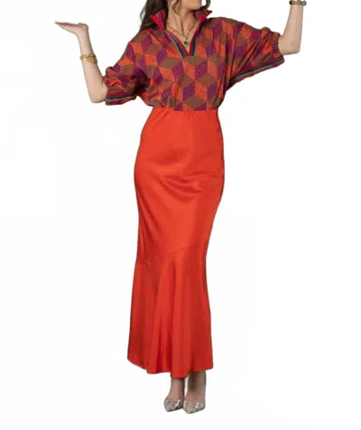 Emily Mccarthy Poppy Collared Short Sleeve Top In Vintage Monogram In Orange