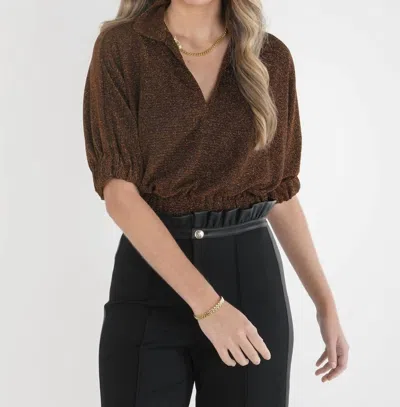 EMILY MCCARTHY POPPY CROP TOP IN BLACK GOLD KNIT