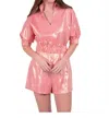 Emily Mccarthy Poppy Crop Top In Conch In Pink