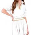 Emily Mccarthy Poppy Crop Top In White Terry In White