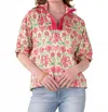 Emily Mccarthy Poppy Dolman Sleeves Top In Floral Garden Cheetah In Multi