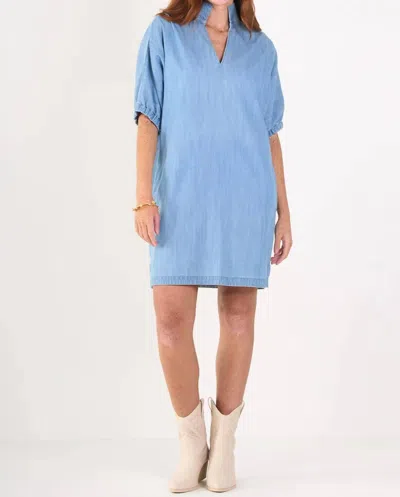 Emily Mccarthy Poppy Dress In Denim Chambray In Blue