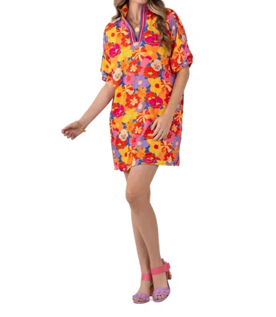 Emily Mccarthy Poppy Mini Dress In Floral Fusion In Gold