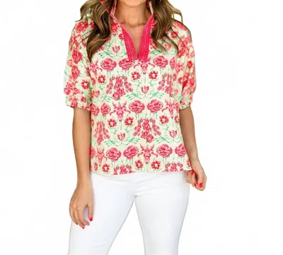 Emily Mccarthy Poppy Floral Top In Garden Cheetah In Multi