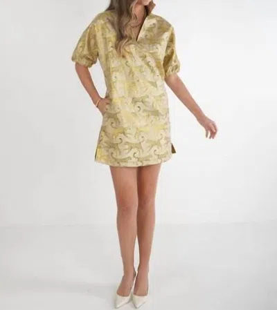 Emily Mccarthy Poppy Jaguar Jacquard Dress In Gold