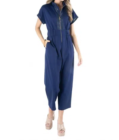 Emily Mccarthy Poppy Jumpsuit In Navy In Brown