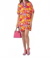 Emily Mccarthy Poppy Mini Dress In Floral Fusion In Gold