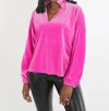 Emily Mccarthy Poppy Pop Over Jacket In Fuchsia Fedora In Pink