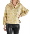Emily Mccarthy Poppy Pop Over Jacket In Gold Jaguar In Yellow