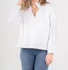 Emily Mccarthy Poppy Pop-over Top In White Ponte In White
