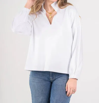 Emily Mccarthy Poppy Pop-over Top In White Ponte