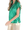 Emily Mccarthy Poppy Prance Metallic Top In Green In Green